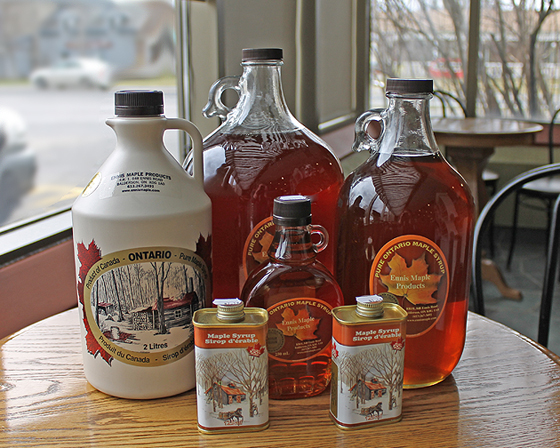 Final product Ennis Maple syrup from Bennet lake in Balderson Ontario