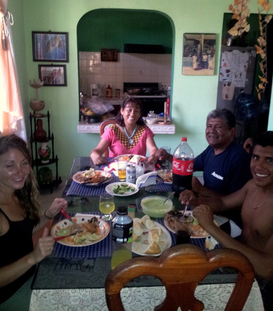 A delicious meal of fresh fish with a Gume, Flores and Syndel family