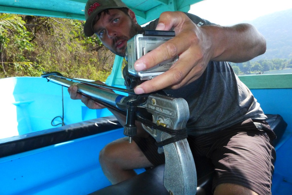 camera being mounted onto the spear