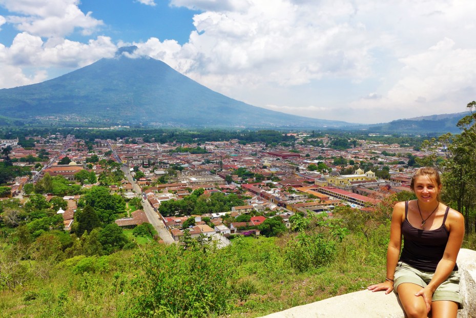 view of Antigua and volcano Agua in the background.