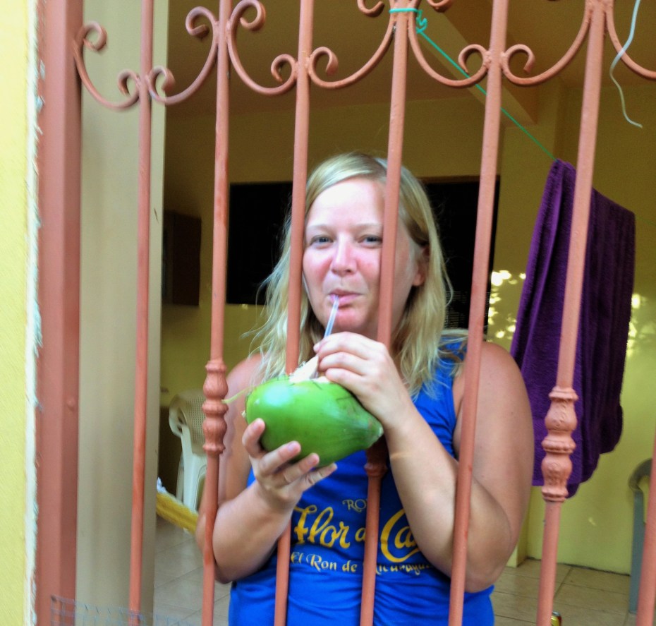 Sarah enjoying the fruits of Regans labours 