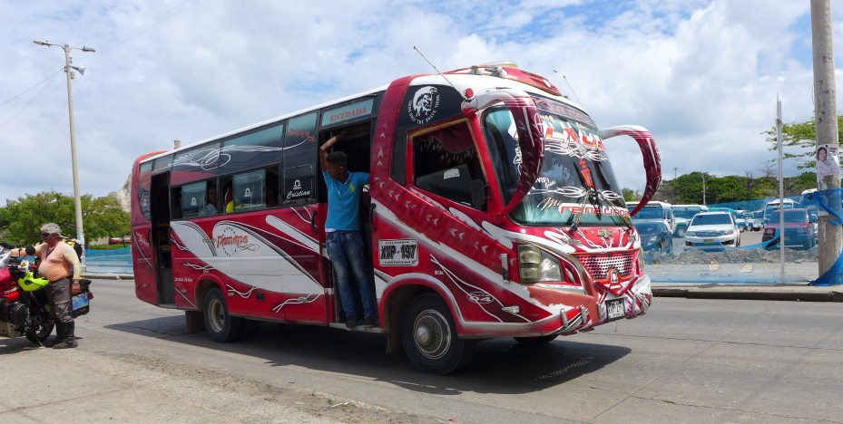 colourful busses in colombia
