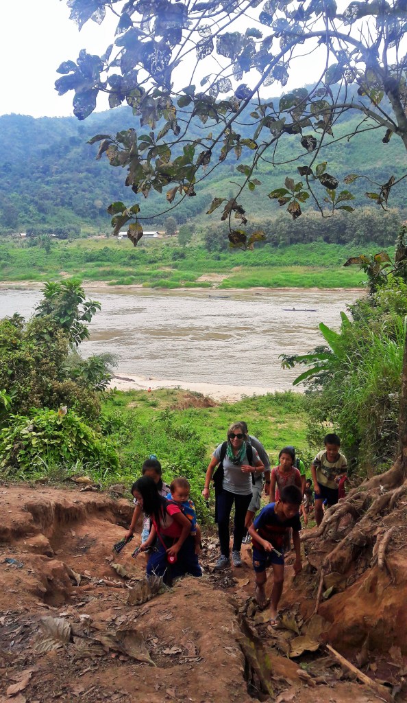 up the path and into town