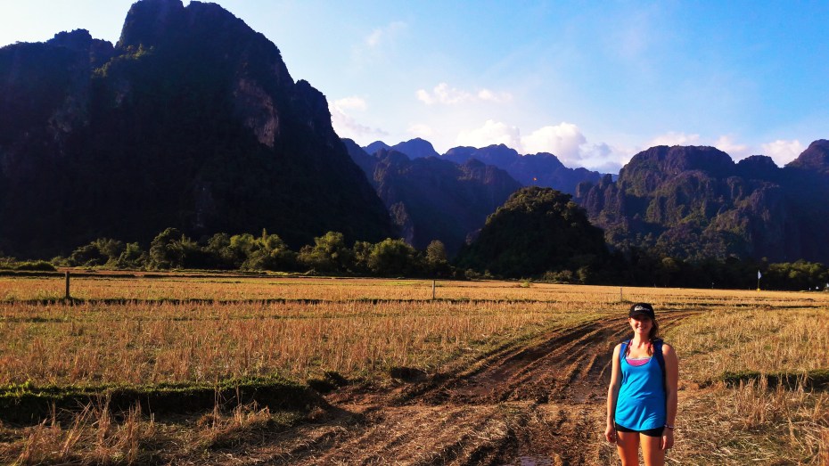 Rice paddies around Vang Vieng waiting for the fall rains to arrive