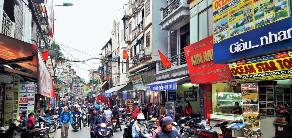 more busy streets...tourist district Hanoi