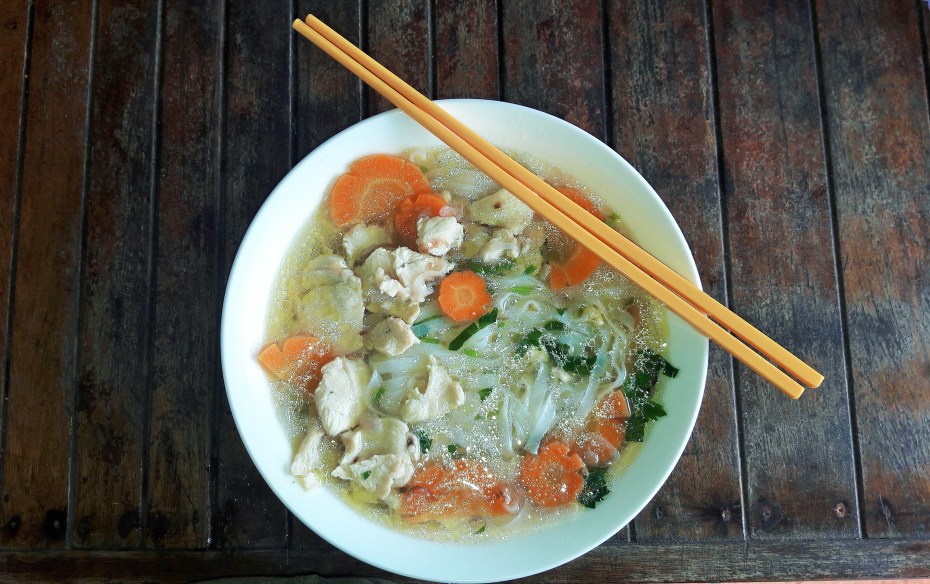 Been eating a pile of Pho soup thus far all over Vietnam. Usually only a dollar or two and you're all filled up.